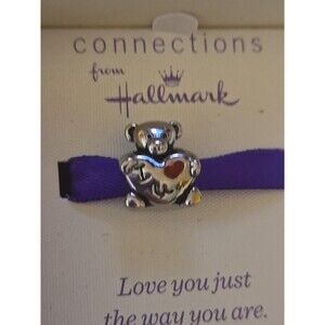 Hallmark Connections Charm Stainless Steel I Love You Heart Bear Bead Charm NIB